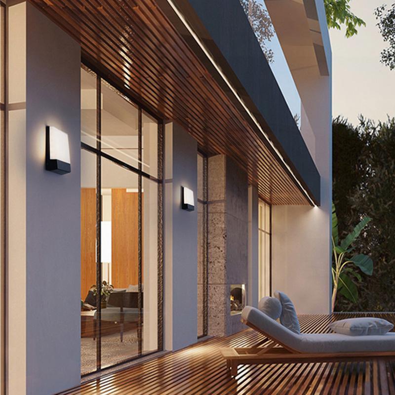 Modern Waterproof LED Outdoor Wall Light - Black Aluminum Porch Light