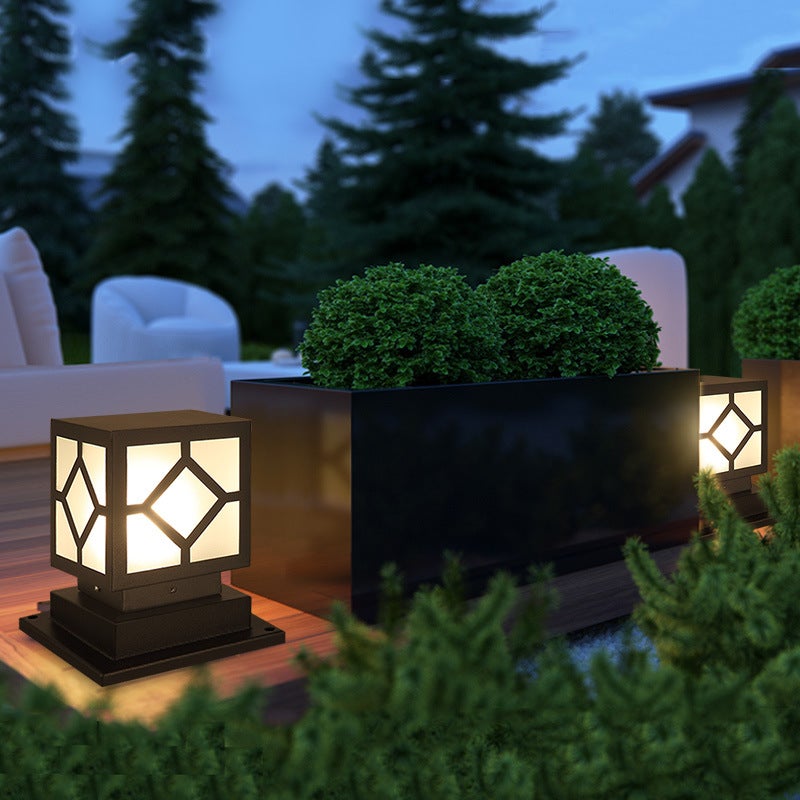 Modern Black LED Outdoor Post Light - Stainless Steel Waterproof
