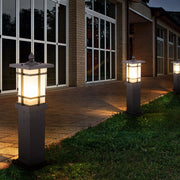 Modern Geometric Black Aluminum Bollard Light for Outdoor Pathways