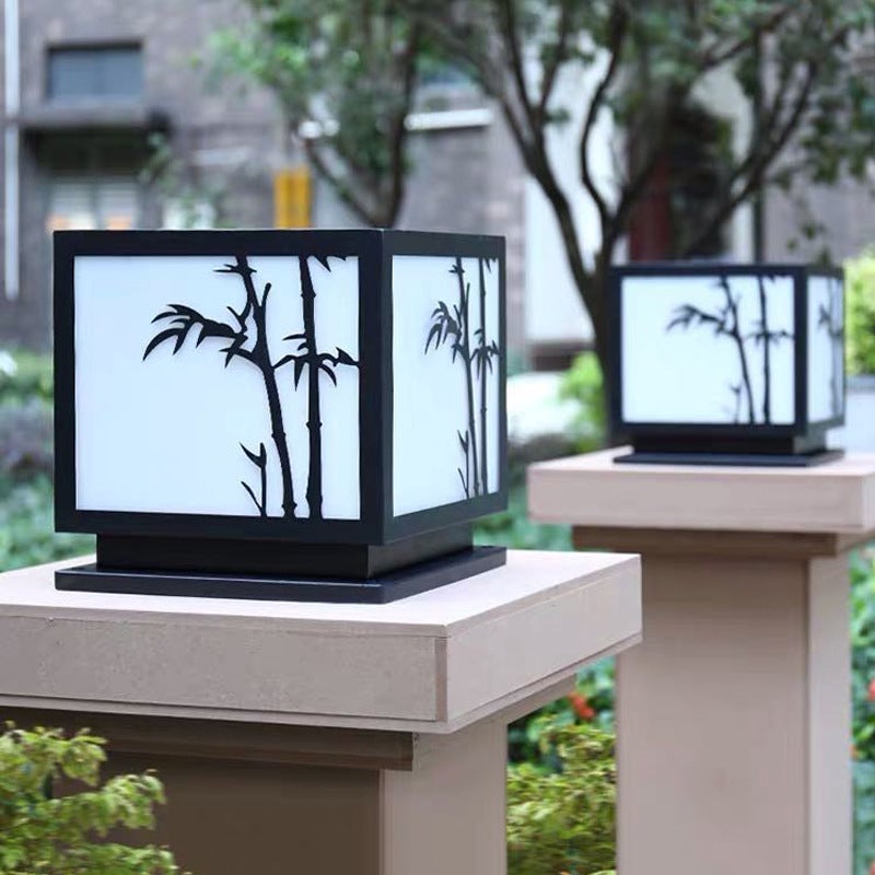 Modern Solar Geometric Pillar Light - Acrylic & Stainless Steel