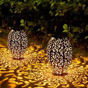 Solar Powered LED Outdoor Lantern Red Copper Antique Design