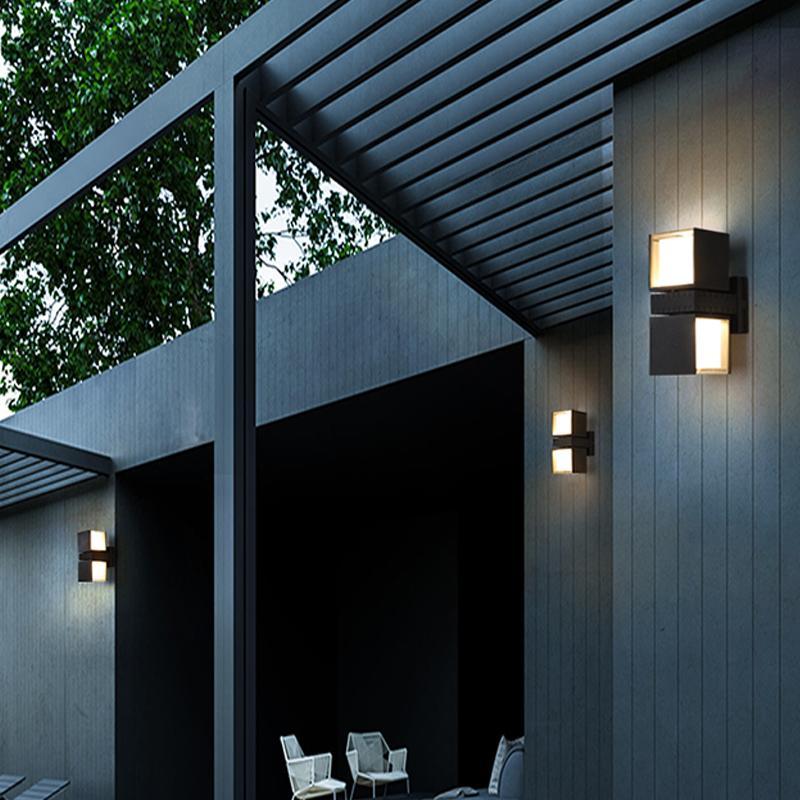 Adjustable Square Up Down Outdoor Wall Light Black Aluminum