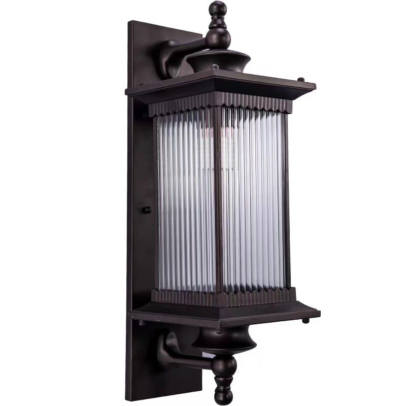 Striped Glass Solar Outdoor Wall Light – Retro Industrial Design