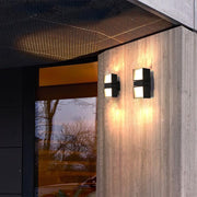 Adjustable Square Up Down Outdoor Wall Light Black Aluminum