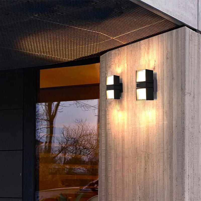 Adjustable Square Up Down Outdoor Wall Light Black Aluminum