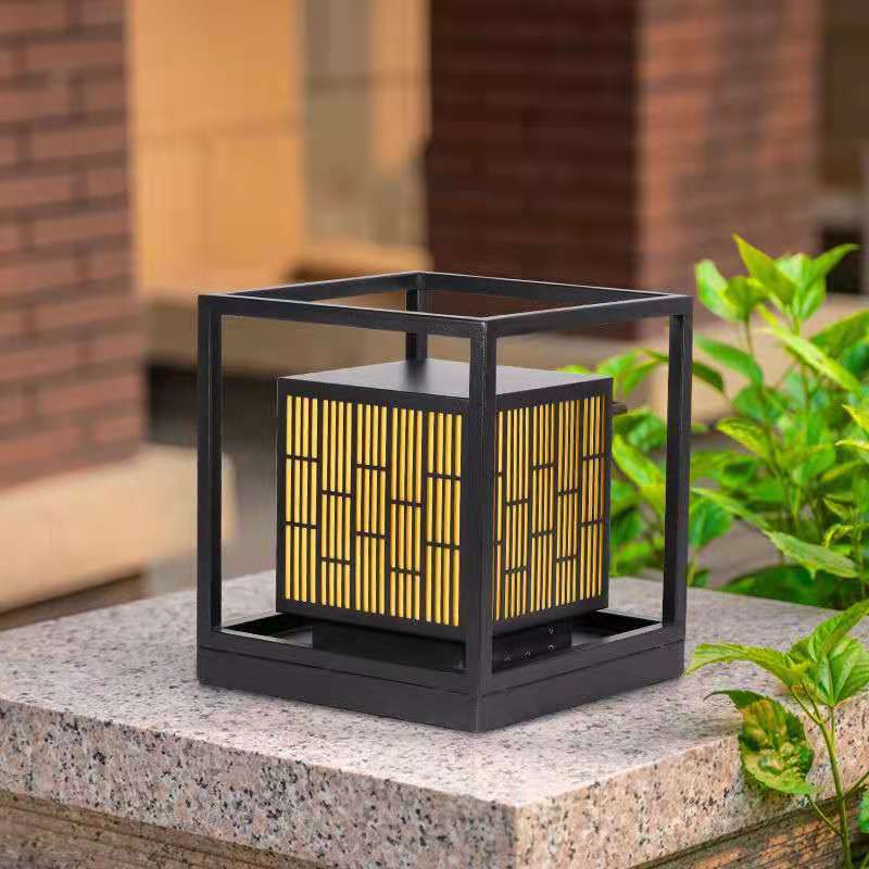 Modern Geometric Solar Post Light Outdoor Waterproof LED Lamp