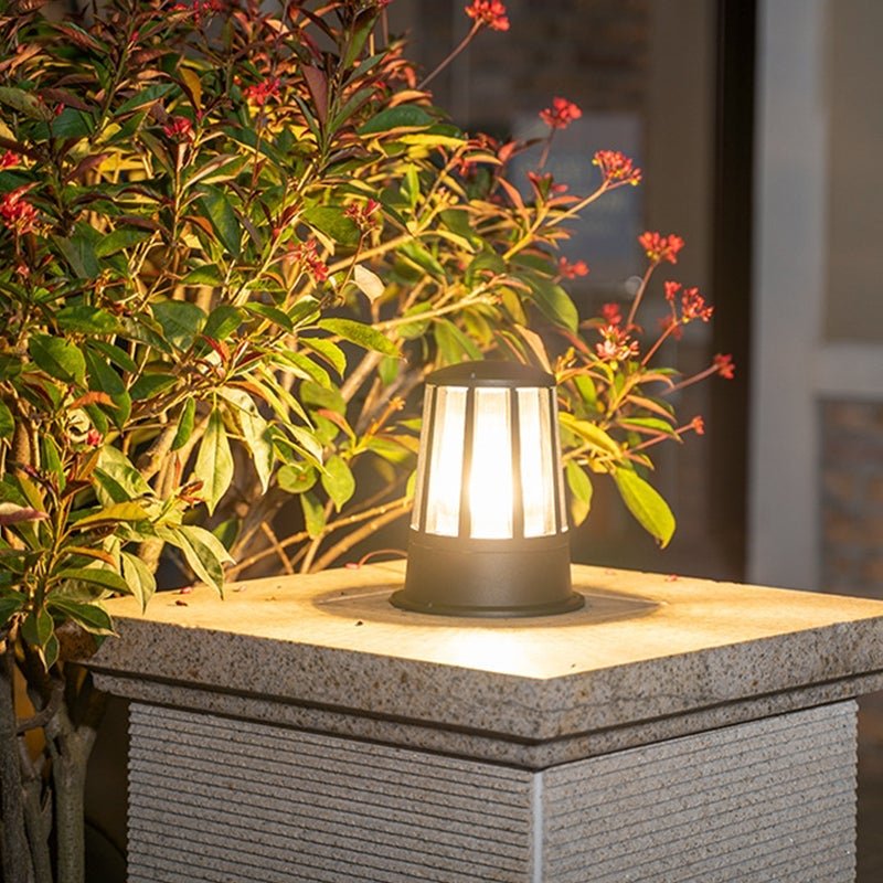 Modern Geometric LED Outdoor Post Light - Aluminum & Acrylic