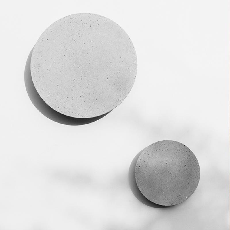 Modern Concrete Round LED Wall Light Gray Outdoor Flush Mount