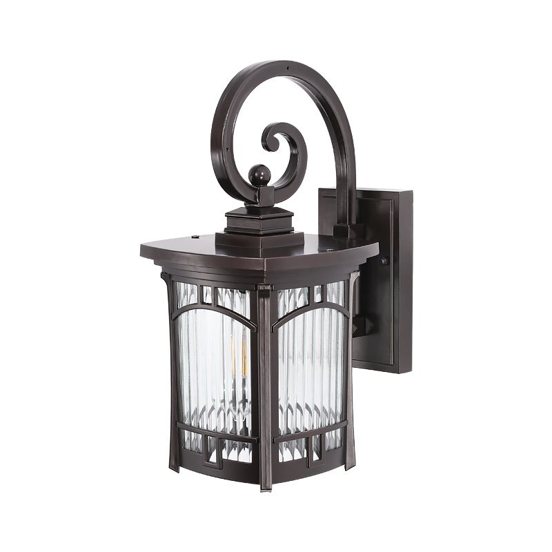 Modern Striped Glass Outdoor Wall Light with Aluminum Frame
