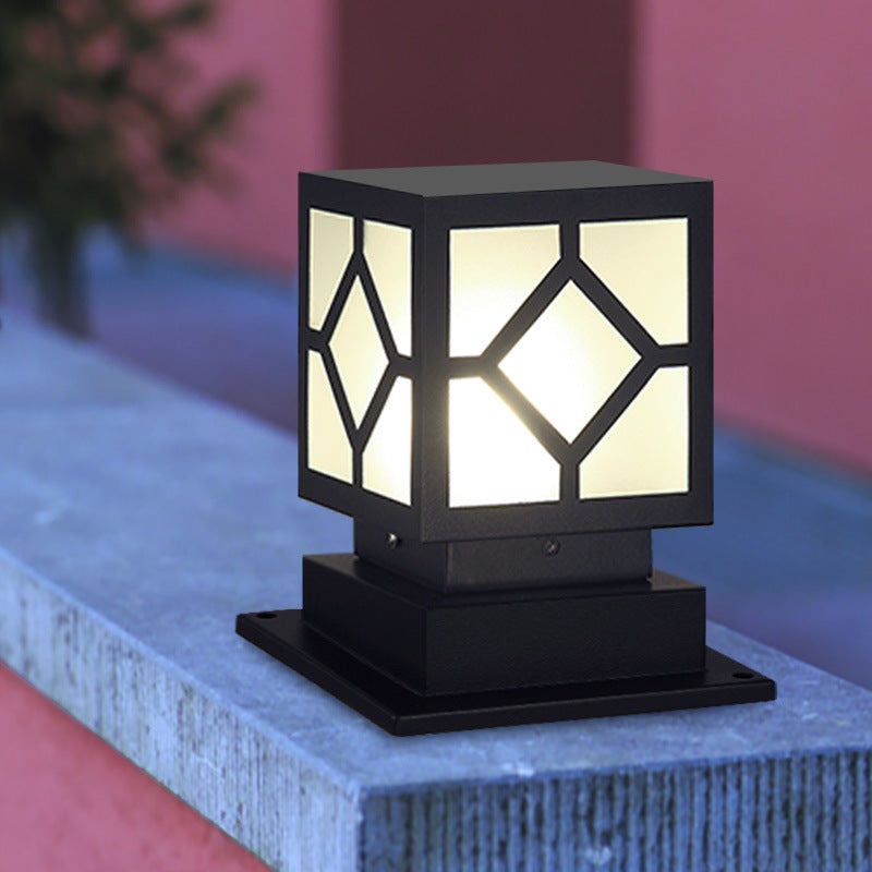 Modern Black LED Outdoor Post Light - Stainless Steel Waterproof