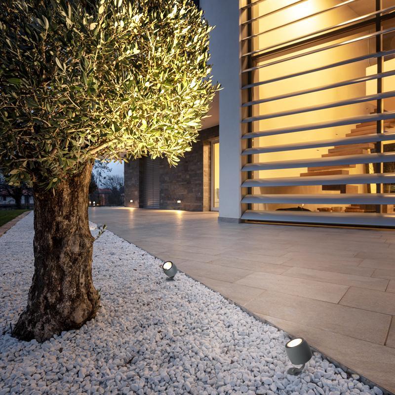 Modern Aluminum LED Outdoor Spotlight - Waterproof Garden Light Gray