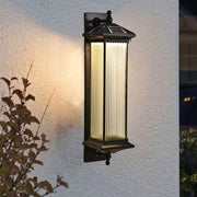 Striped Glass Solar Outdoor Wall Light – Retro Industrial Design