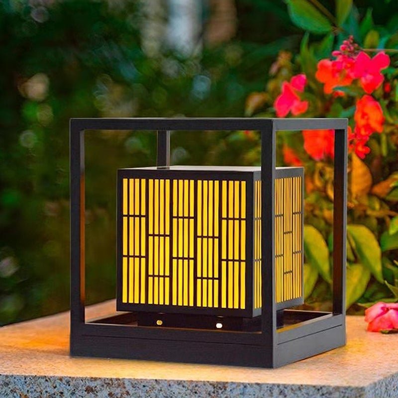 Modern Geometric Solar Post Light Outdoor Waterproof LED Lamp