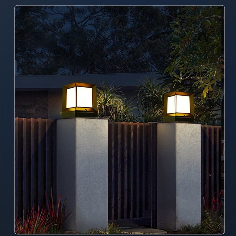 Modern Black Solar Powered Outdoor Post Light with LED