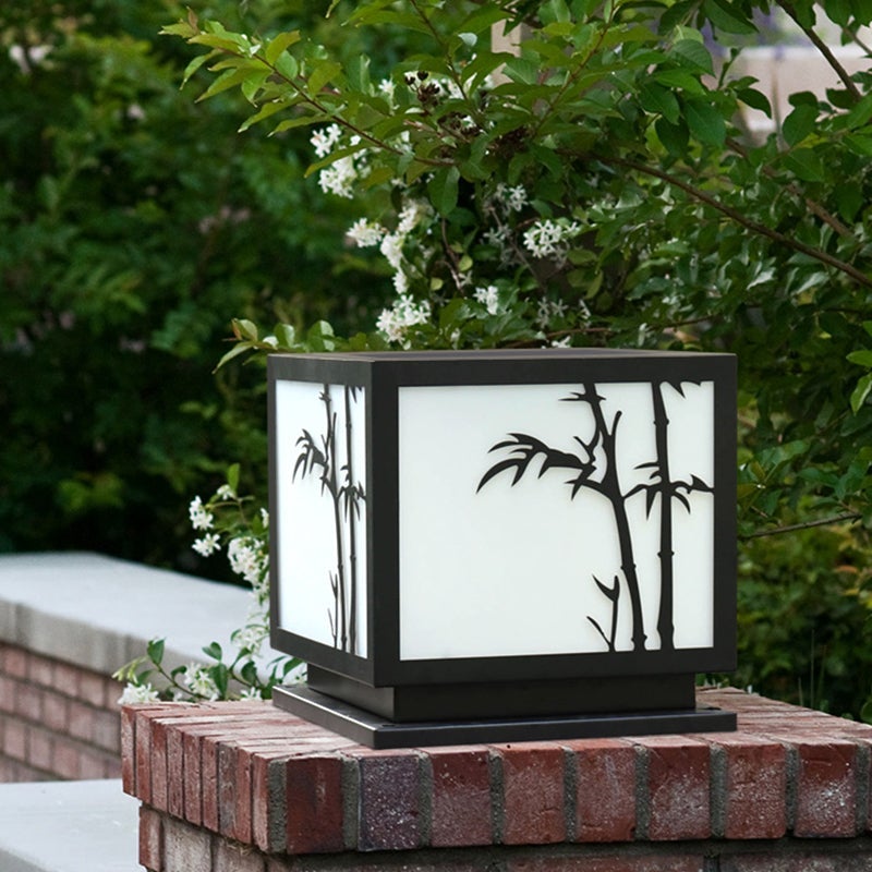 Modern Solar Geometric Pillar Light - Acrylic & Stainless Steel