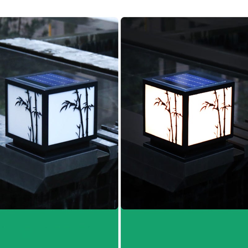 Modern Solar Geometric Pillar Light - Acrylic & Stainless Steel