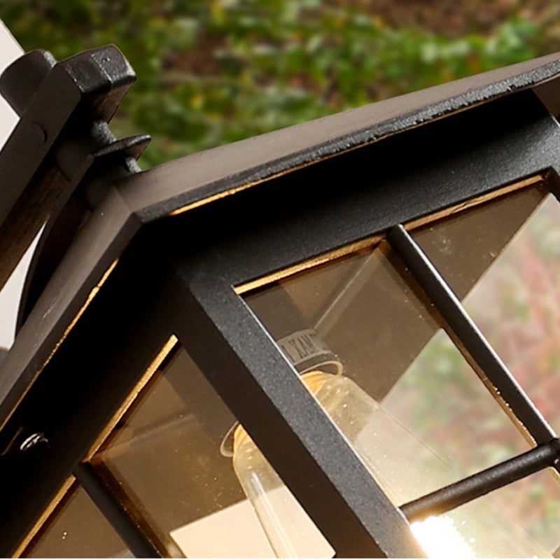 Modern Square Glass Outdoor Wall Light with Aluminum Frame