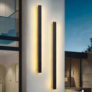 Modern Black Metal Long Strip Outdoor Wall Light Waterproof IP65