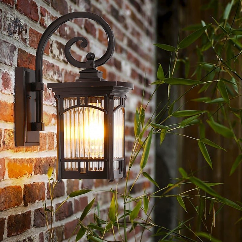 Modern Striped Glass Outdoor Wall Light with Aluminum Frame