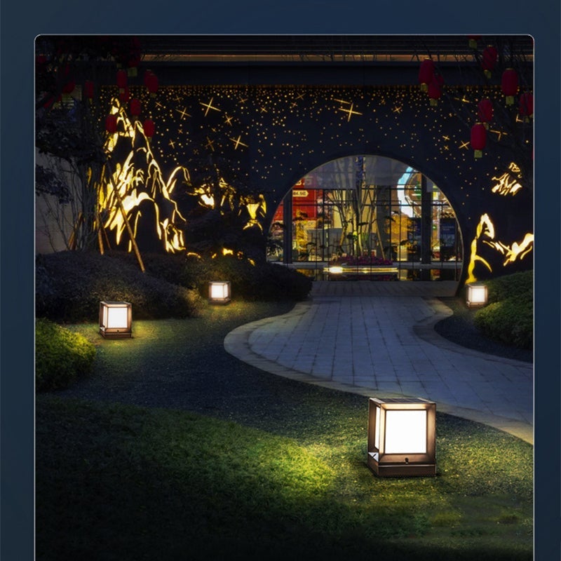 Modern Black Solar Powered Outdoor Post Light with LED