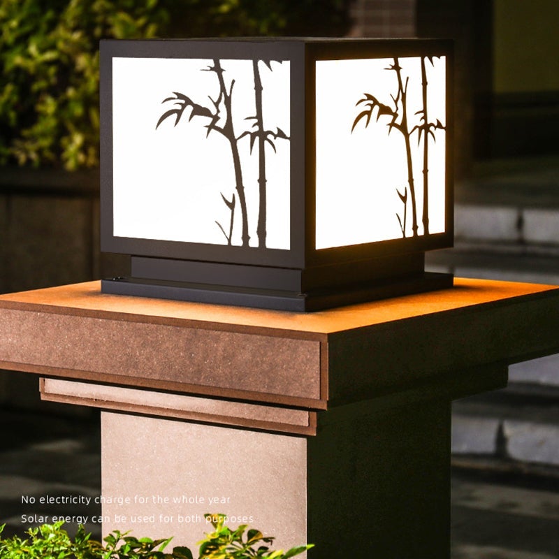 Modern Solar Geometric Pillar Light - Acrylic & Stainless Steel