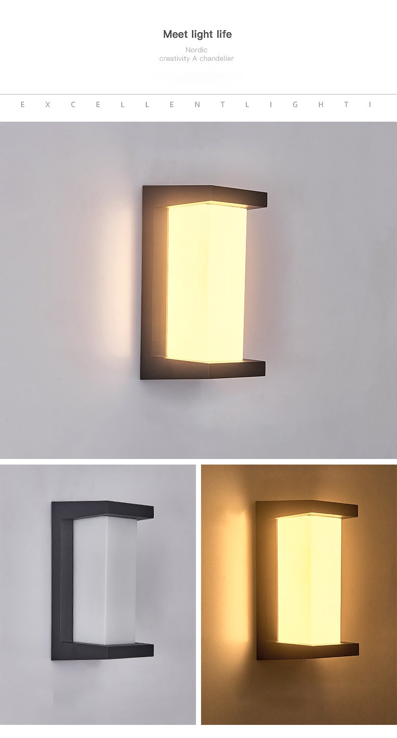 Geometric Black Aluminum Outdoor Wall Light - Modern Waterproof