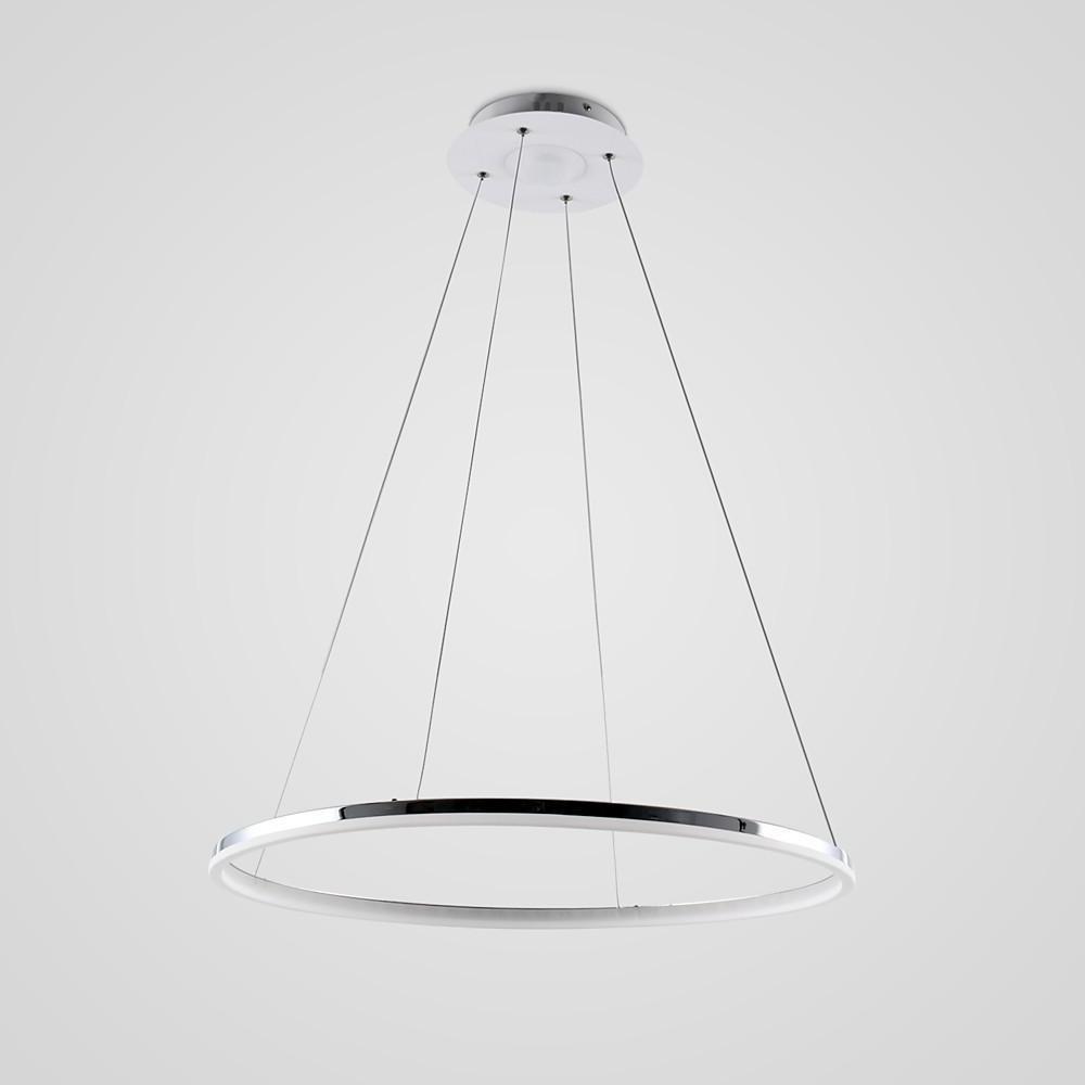 Modern LED Circular Pendant Light with Remote Control - Brushed Nickel