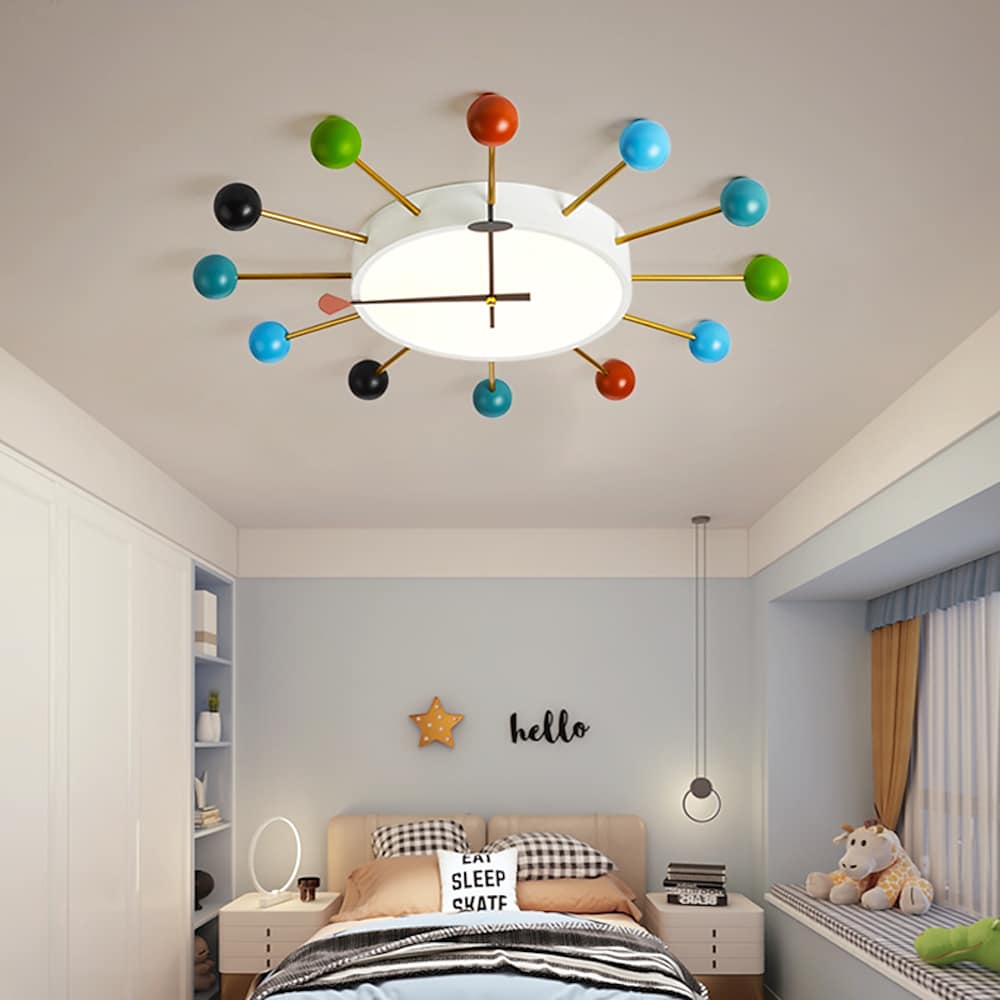 24" Modern Round Flush Mount LED Ceiling Light with Colorful Accents