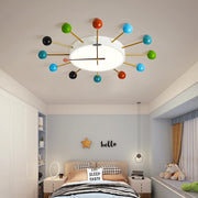 24" Modern Round Flush Mount LED Ceiling Light with Colorful Accents