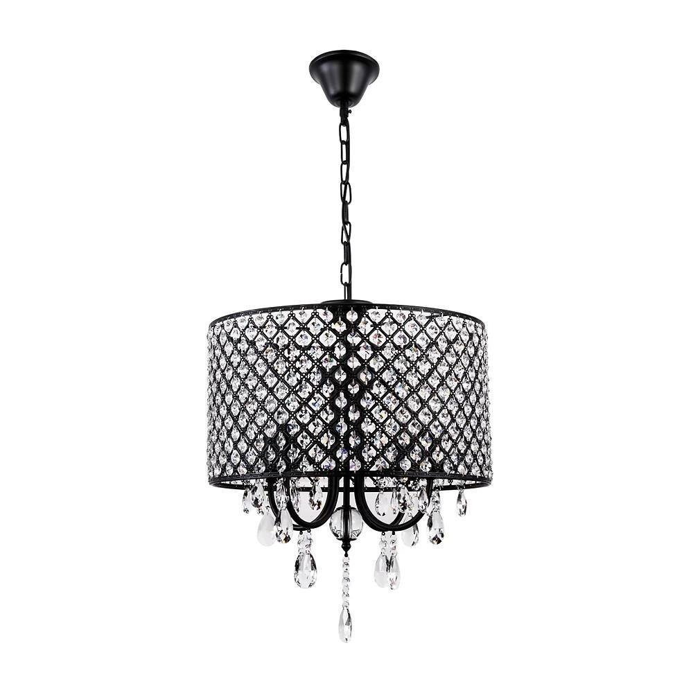 Crystal Metal Chandelier 4-Light Industrial Pendant Lighting