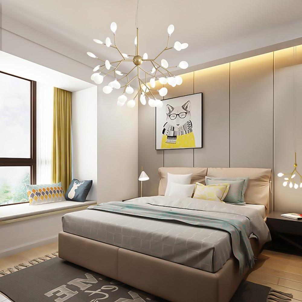 36-Light Sputnik Chandelier - Modern Gold & White Acrylic Design