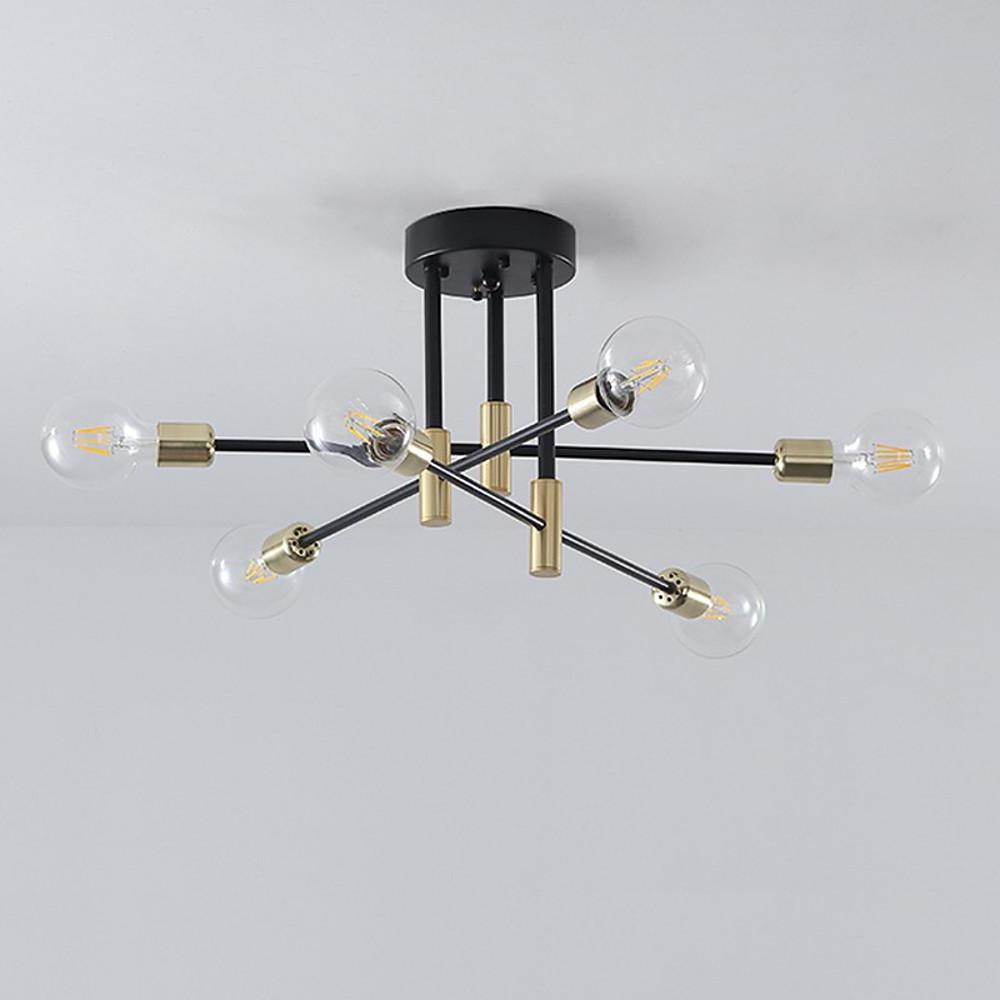 6-Light Sputnik Semi-Flush Mount Ceiling Light with Glass Shades