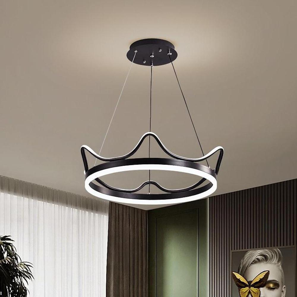 Dimmable LED Ring Chandelier Crown Design Aluminum & Acrylic