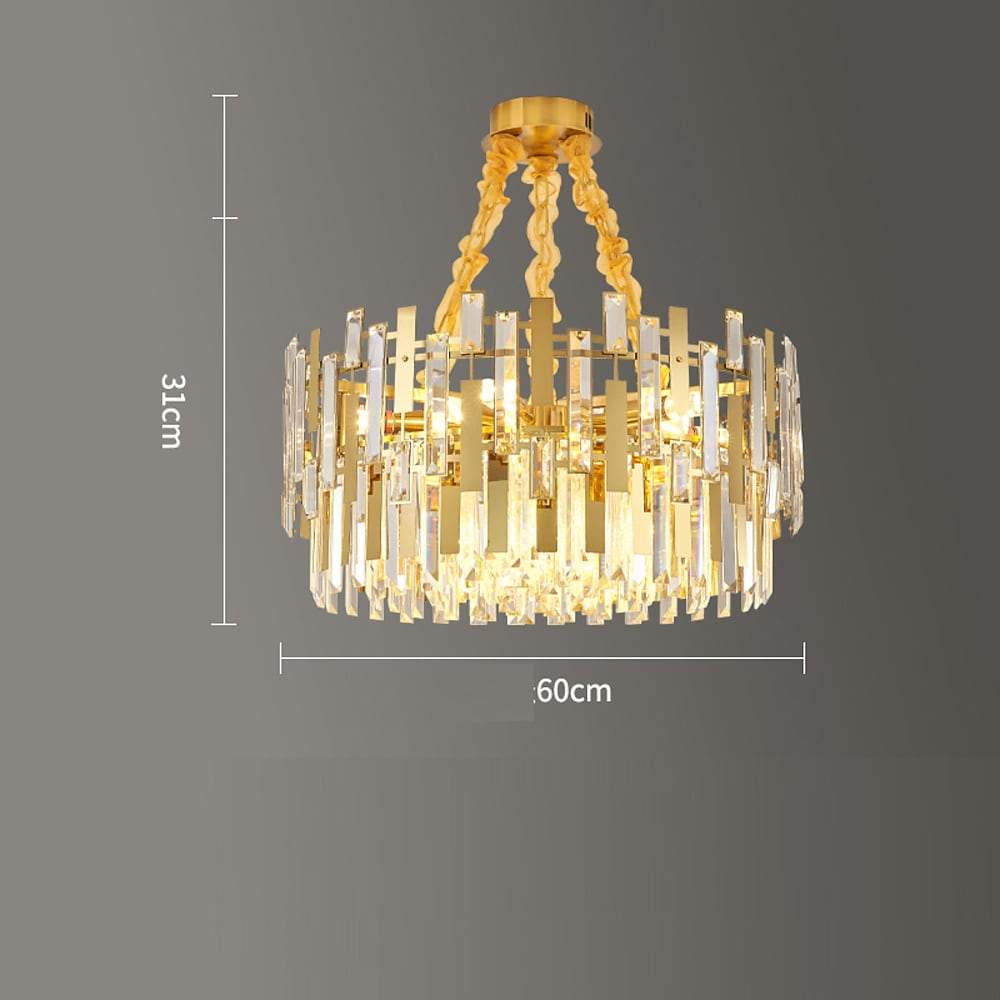 Modern Gold Crystal Chandelier – 9/12/17 Lights, Adjustable Height