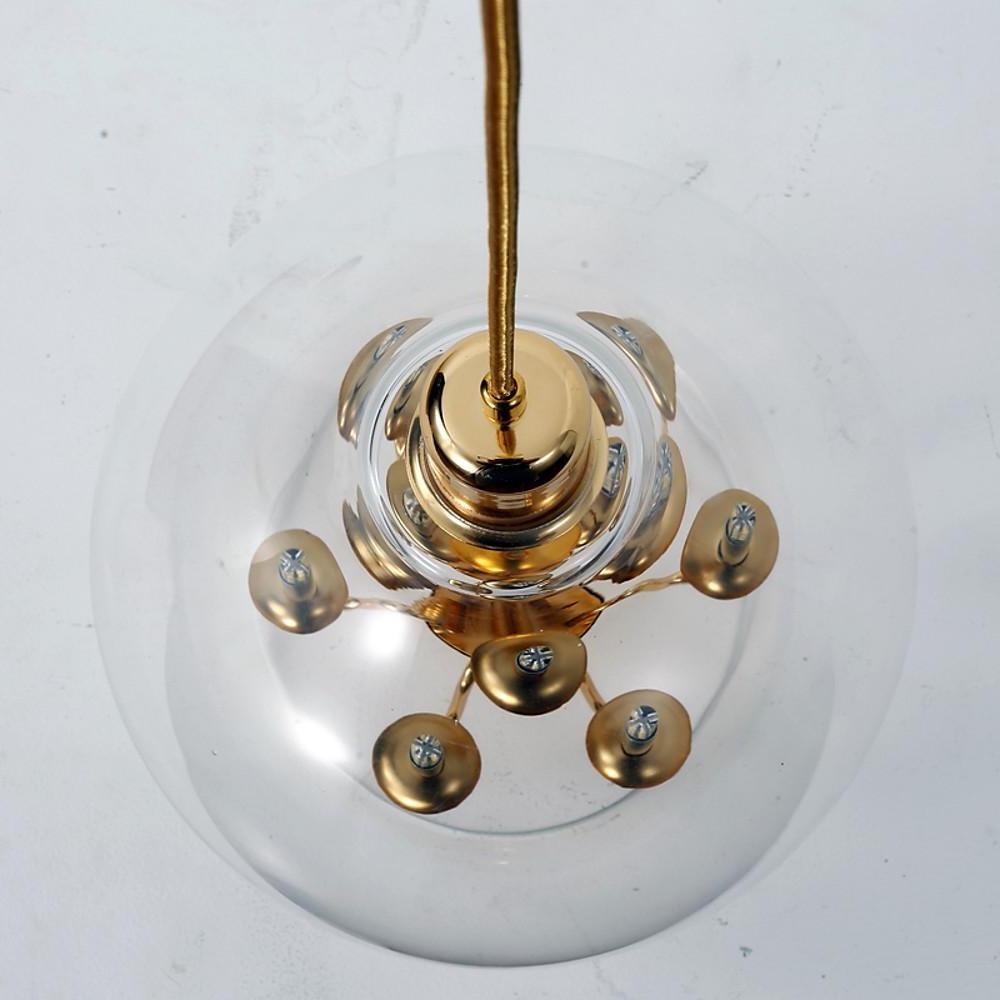 Glass Globe Pendant Light with 9 LED Bulbs - Industrial Style