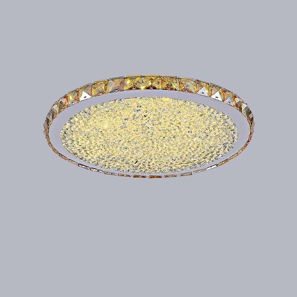 16" Crystal Round Flush Mount Ceiling Light - Antique Metal LED