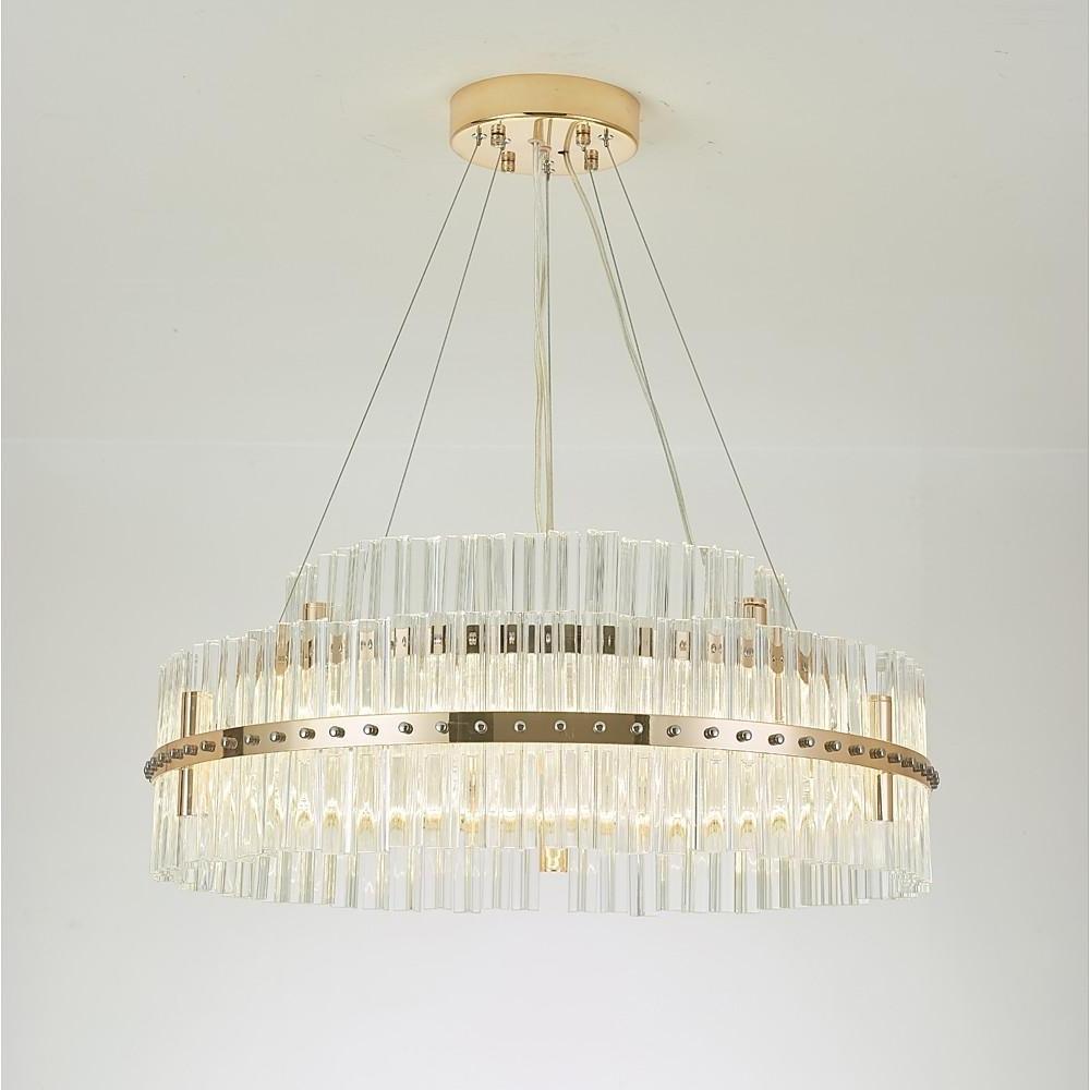 Crystal Chandelier Gold Finish LED Ceiling Light Round Design