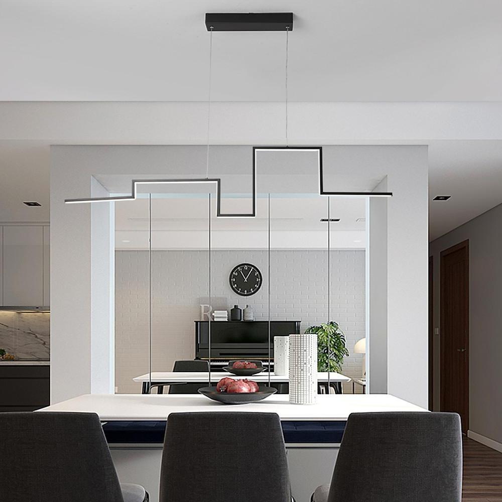 Modern Irregular Linear LED Pendant Light - Metal & PVC Design
