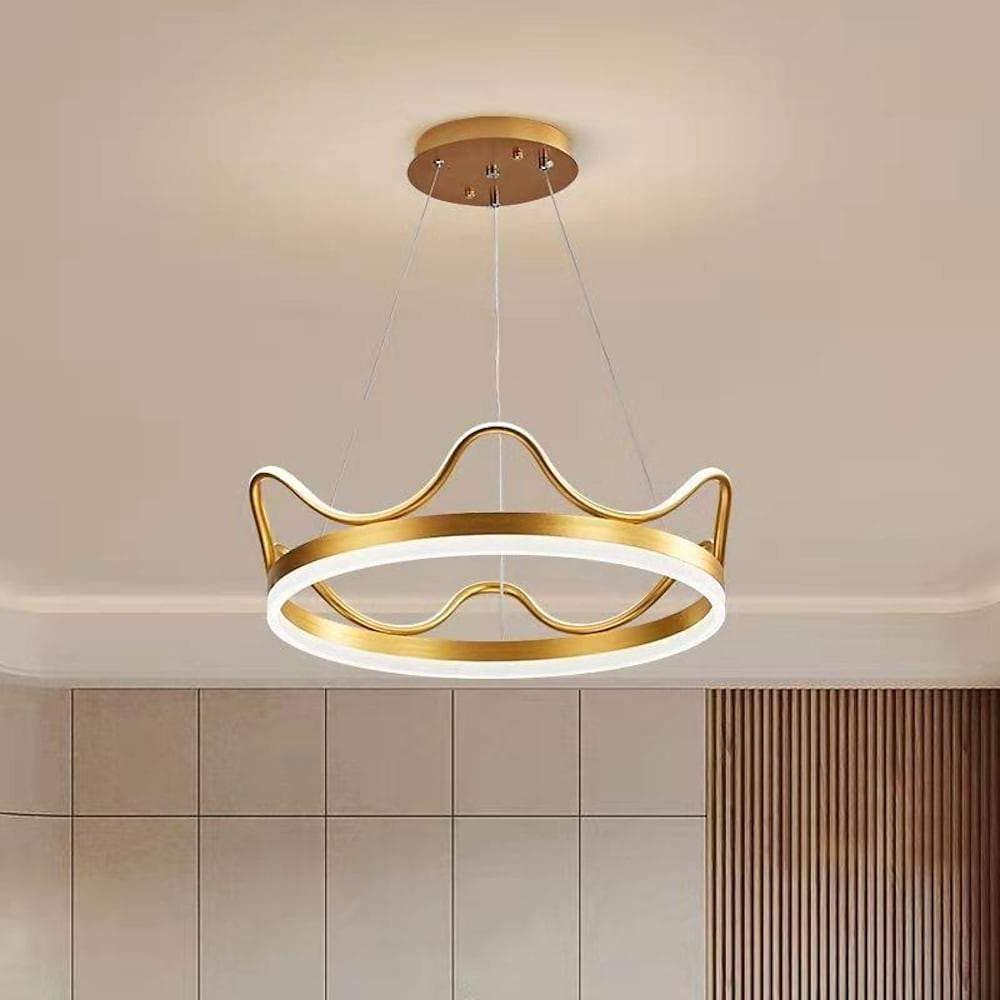 Dimmable LED Ring Chandelier Crown Design Aluminum & Acrylic