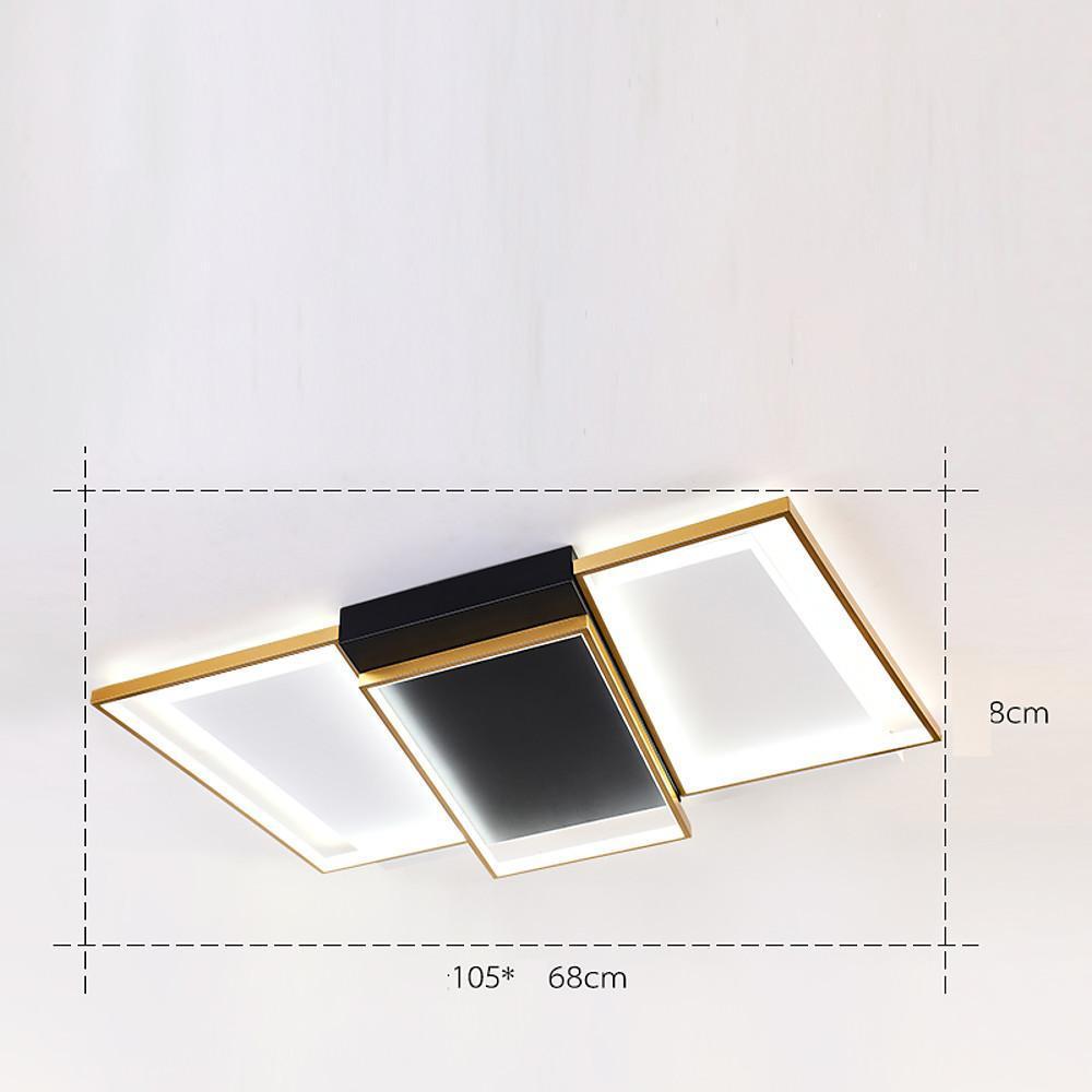 Modern Geometric LED Flush Mount Ceiling Light - Black & Gold
