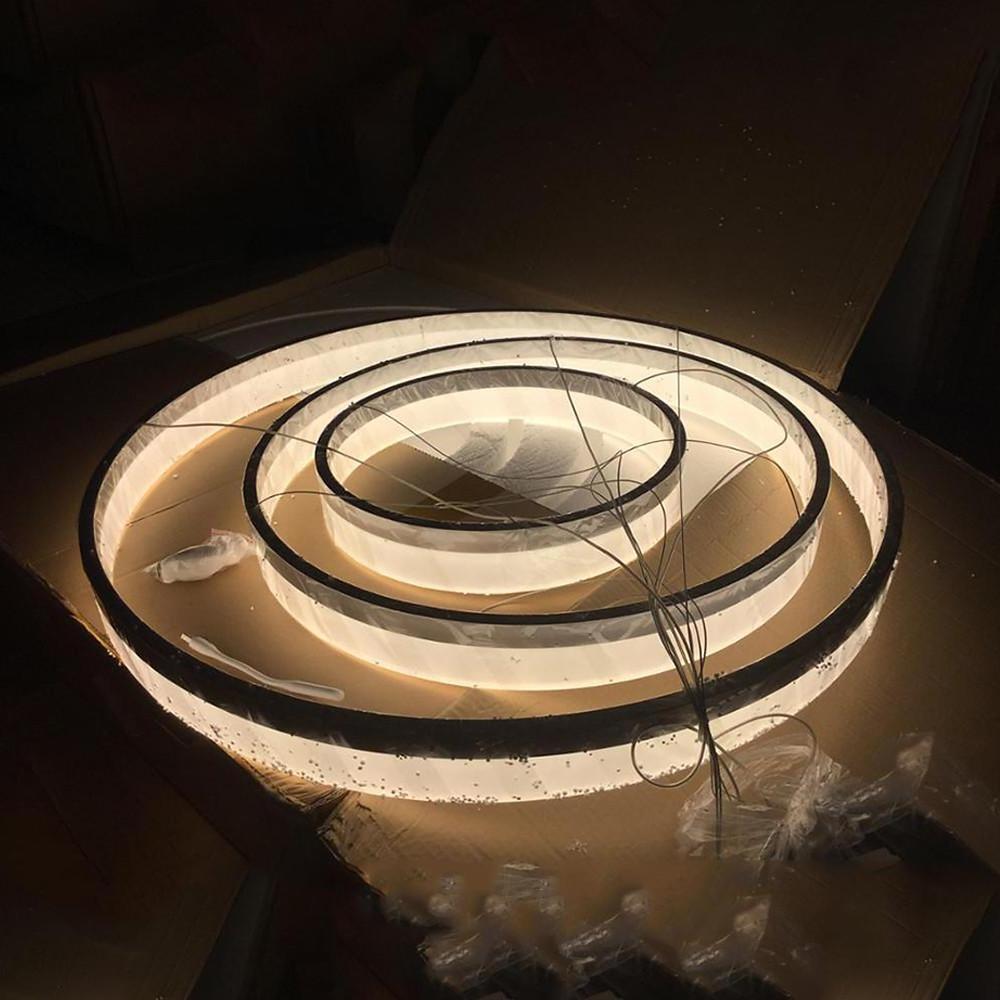 Adjustable 3-Ring Dimmable LED Chandelier Modern Pendant Light