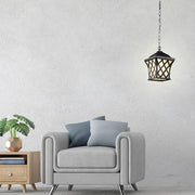 Electroplated Metal Glass Lantern Pendant Light Traditional Style