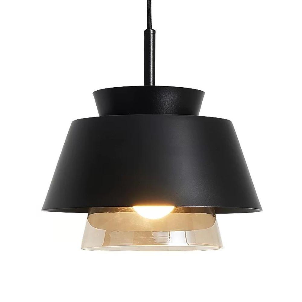 Modern Glass Pendant Light with Metal Finish & Adjustable Cord
