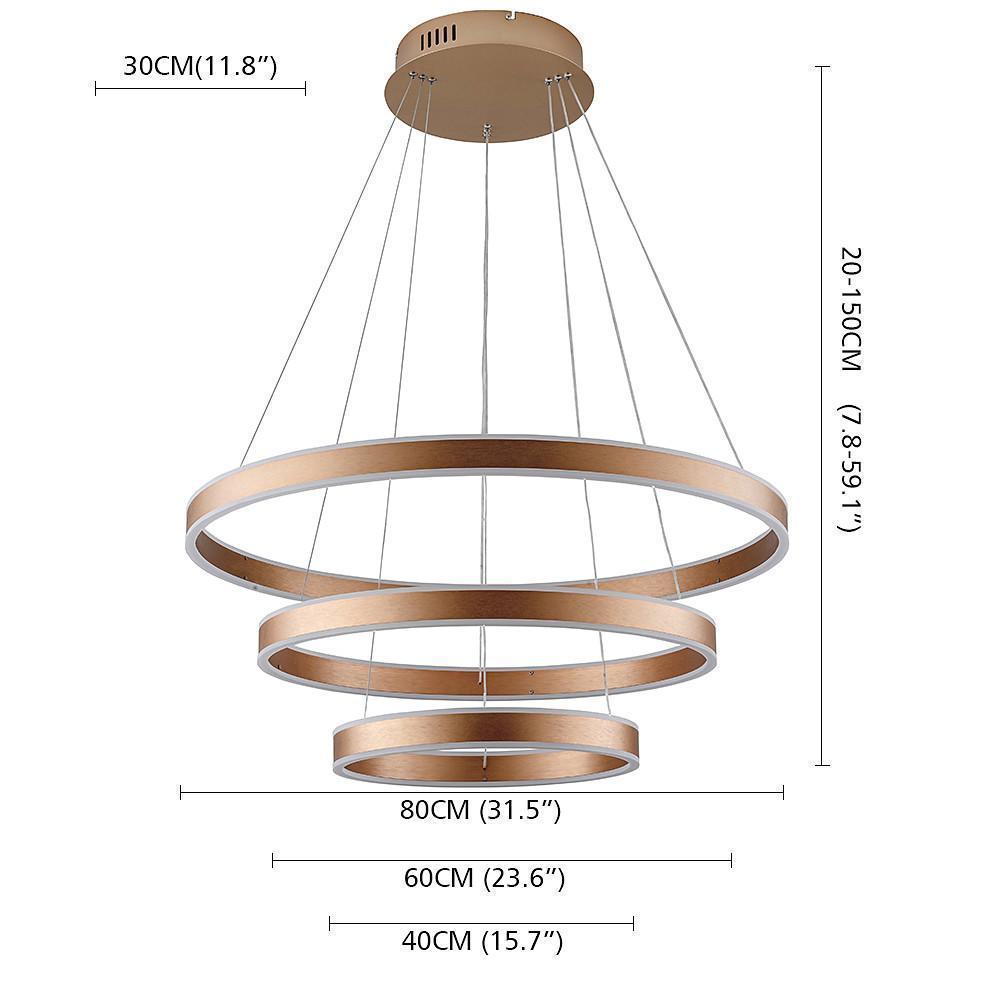 Modern Three-Ring LED Chandelier – Aluminum & Acrylic Pendant Light