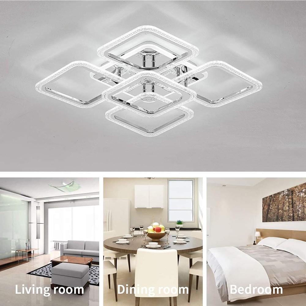 Modern Square Flush Mount LED Ceiling Light – Acrylic & Metal