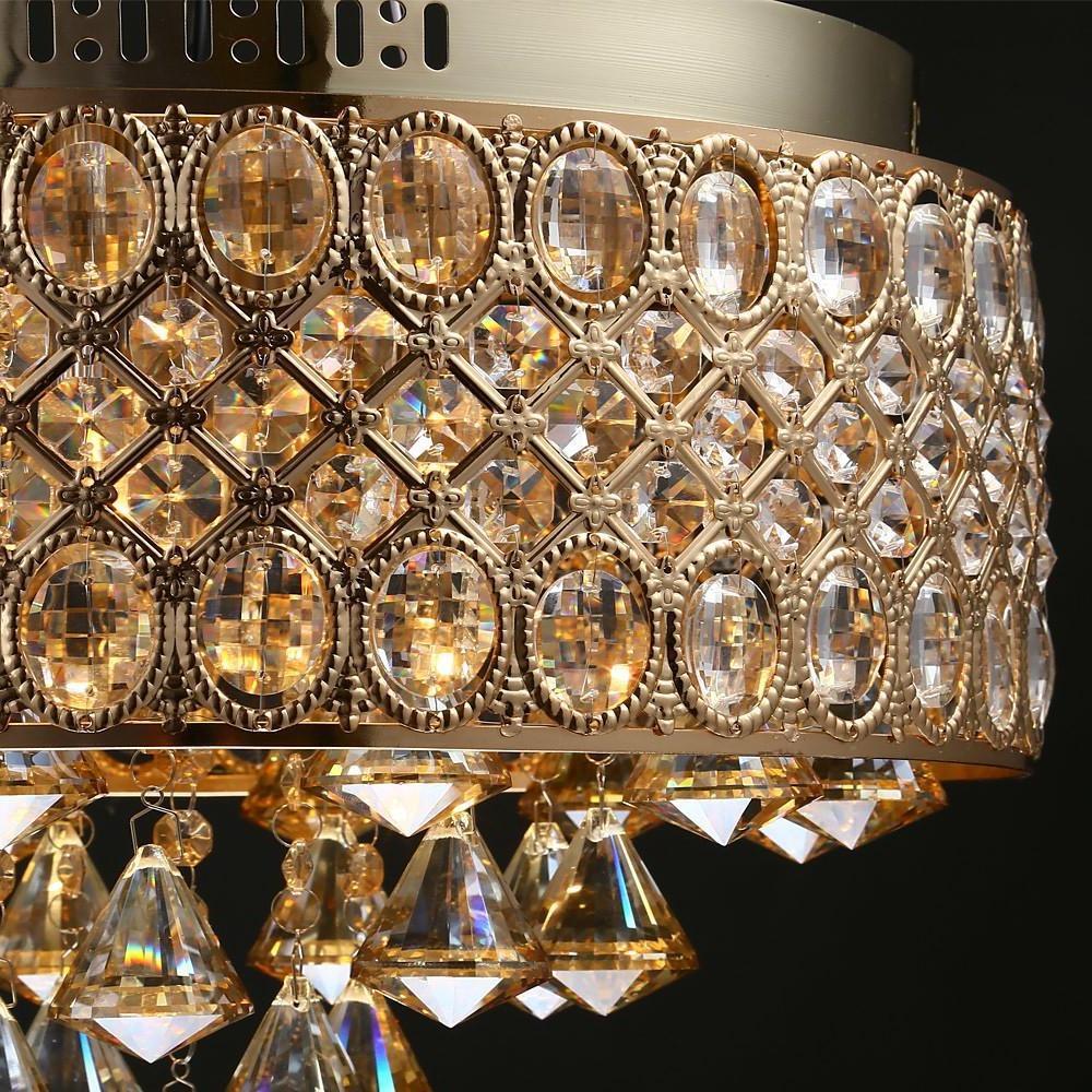 4-Light Crystal Drum Flush Mount Ceiling Chandelier