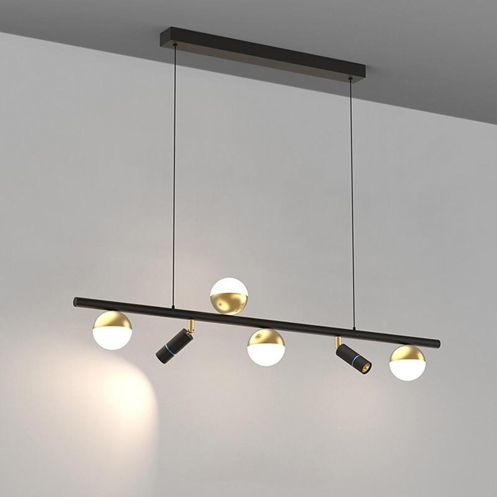 6/8-Light Black Linear Island Pendant Light with Acrylic Shades