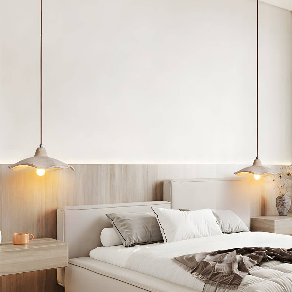 Wabi-Sabi Cement Wavy Pendant Light – Geometric Minimalist Design
