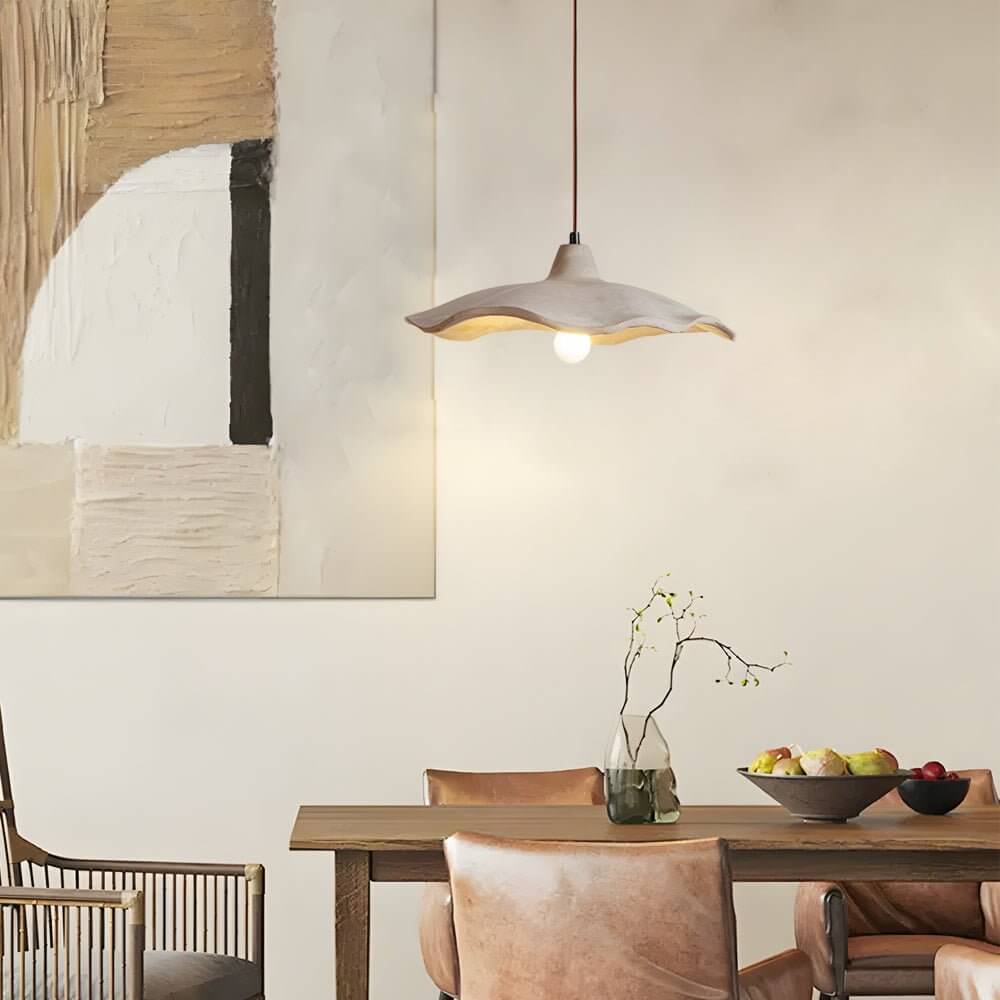 Wabi-Sabi Cement Wavy Pendant Light – Geometric Minimalist Design