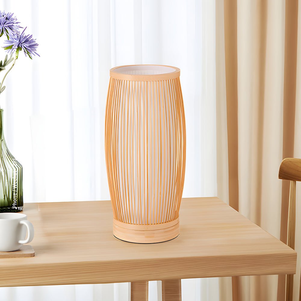 Bamboo Lantern Table Lamp Rustic Modern Design E27 LED